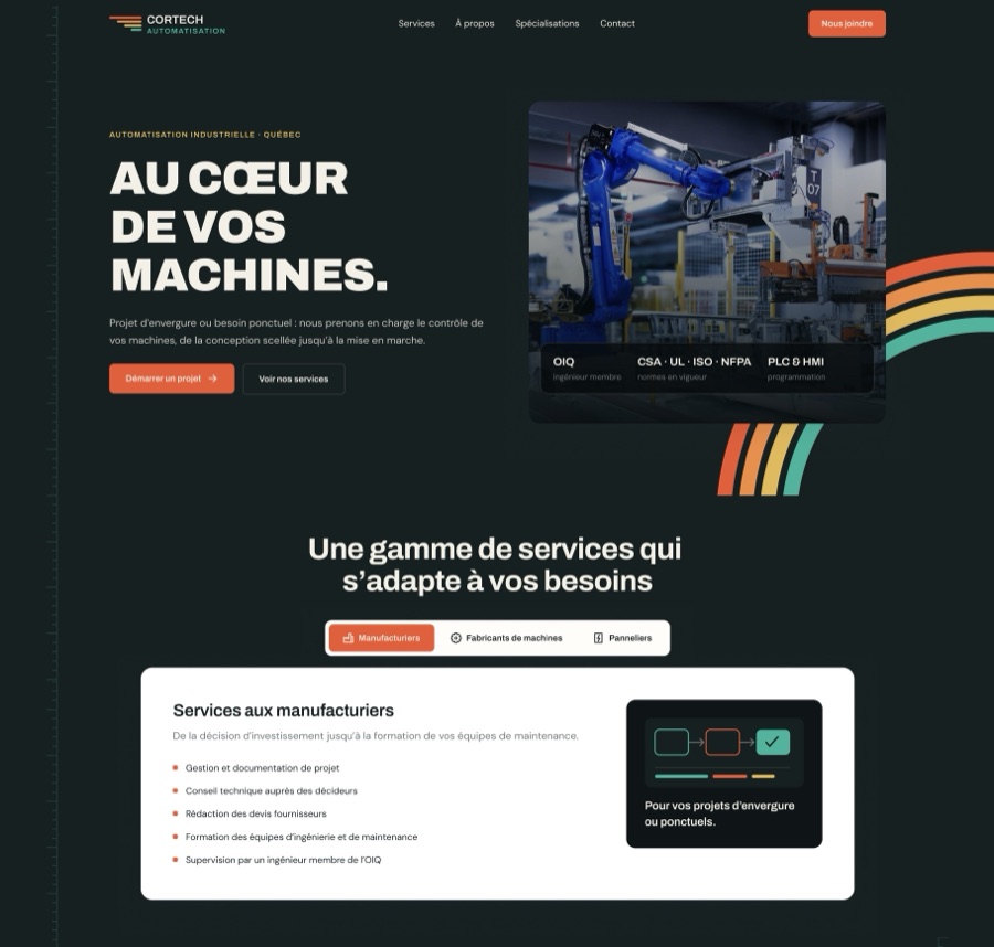 Landing page Cortech Automatisation