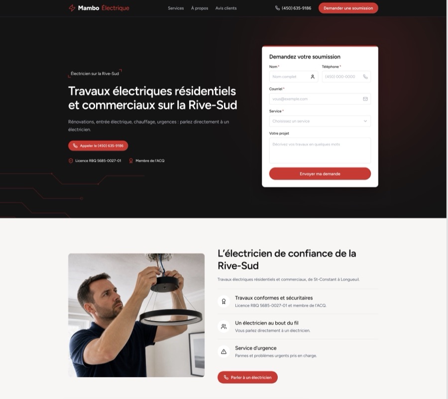 Landing page Mambo Électrique